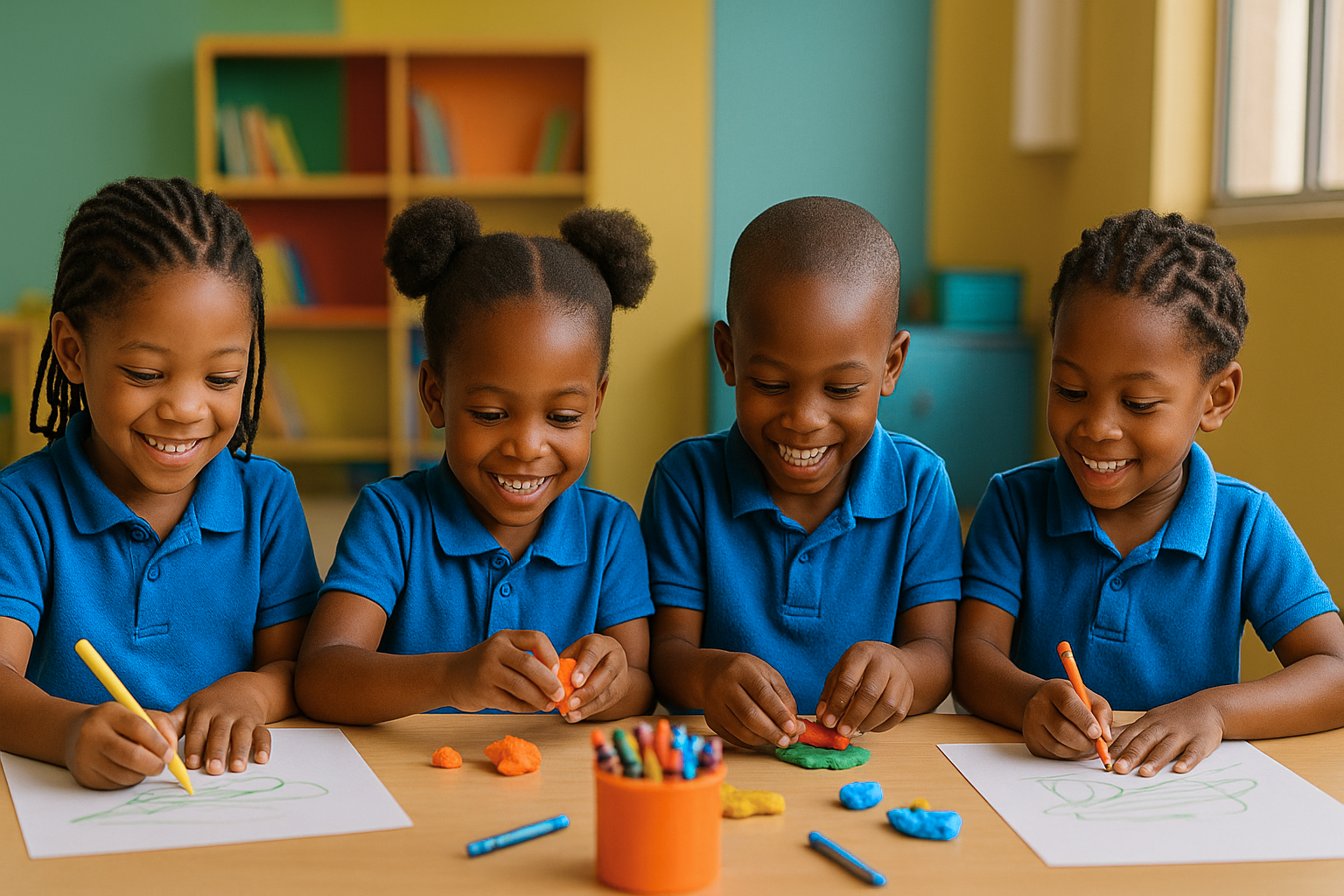 Children doing arts and crafts