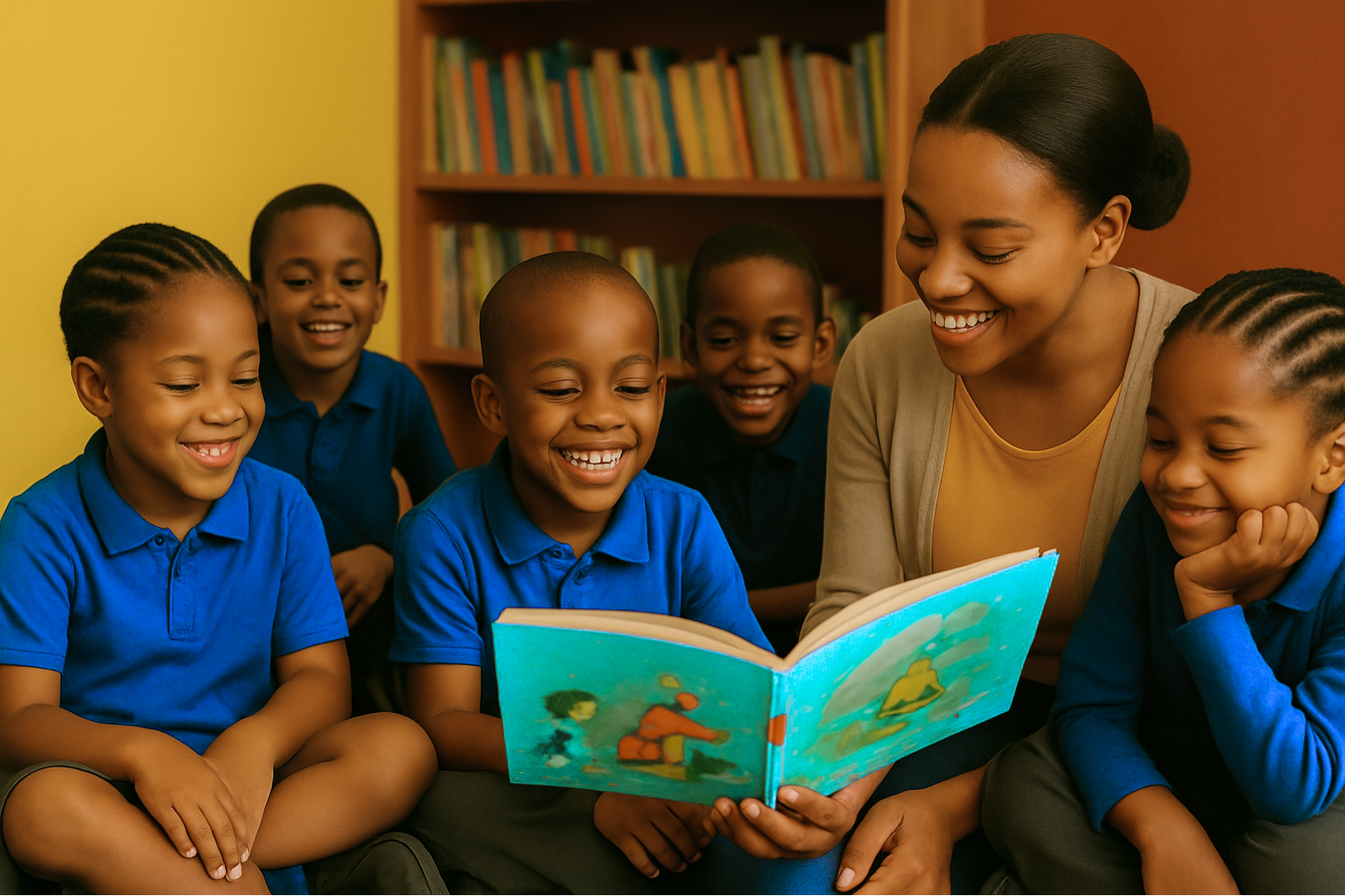 Story time with teacher and children
